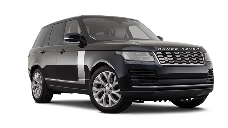 A black Range Rover Autobiography luxury SUV, offering premium comfort and performance.