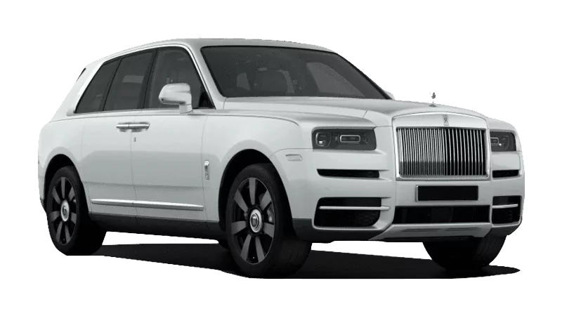 A white Rolls-Royce Cullinan luxury SUV, perfect for VIP and executive chauffeur services.